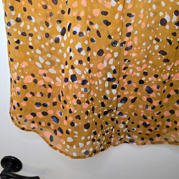 Cabi Cheers Blouse #3436 Sleevless Speckled Mustard - Picture 7 of 8